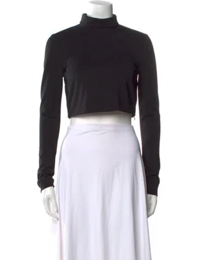 Pre-owned Tibi Merino Wool Turtleneck Crop Top In Black