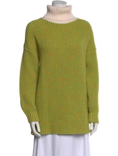 Pre-owned Tibi Merino Wool Turtleneck Sweater In Green