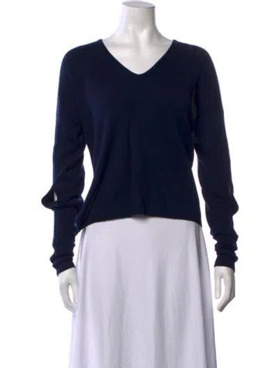 Pre-owned Tibi Merino Wool V-neck Sweater In Blue