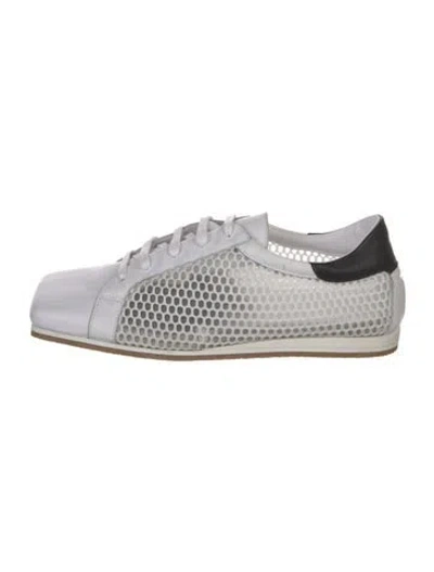 Pre-owned Tibi Mesh Leather Trim Embellishment Sneakers In White