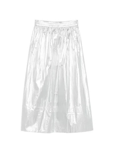 Tibi Metallic Pull-on Skirt In Silver