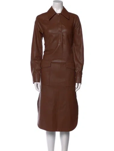 Pre-owned Tibi Midi Length Dress In Brown