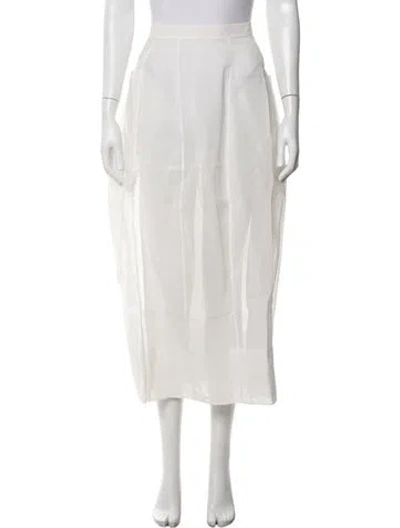 Pre-owned Tibi Midi Length Skirt In White