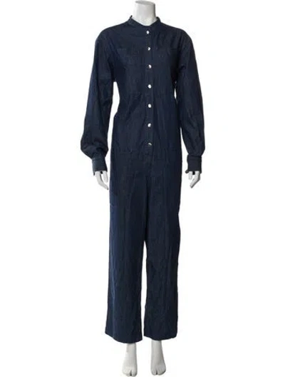 Pre-owned Tibi Mock Neck Jumpsuit In Blue