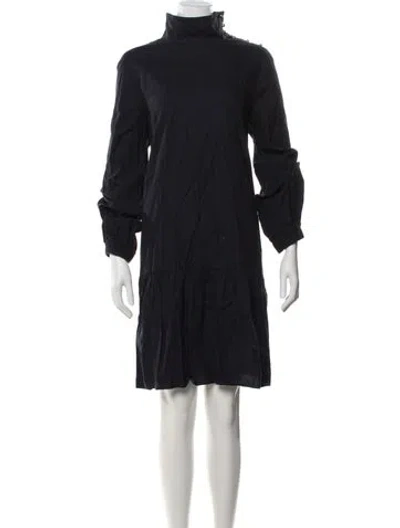 Pre-owned Tibi Mock Neck Knee-length Dress In Blue