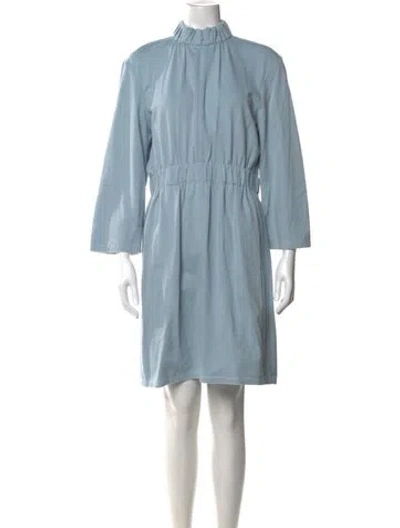 Pre-owned Tibi Mock Neck Knee-length Dress In Blue