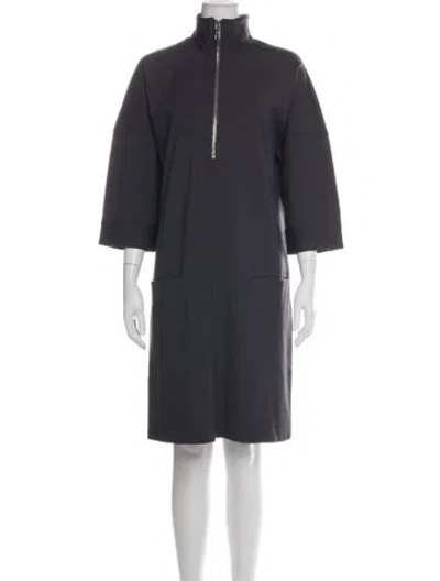 Pre-owned Tibi Mock Neck Knee-length Dress In Gray