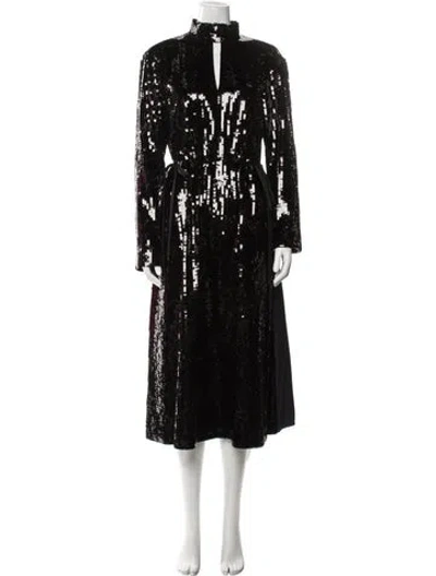 Pre-owned Tibi Mock Neck Long Dress In Black