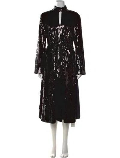 Pre-owned Tibi Mock Neck Long Dress In Black