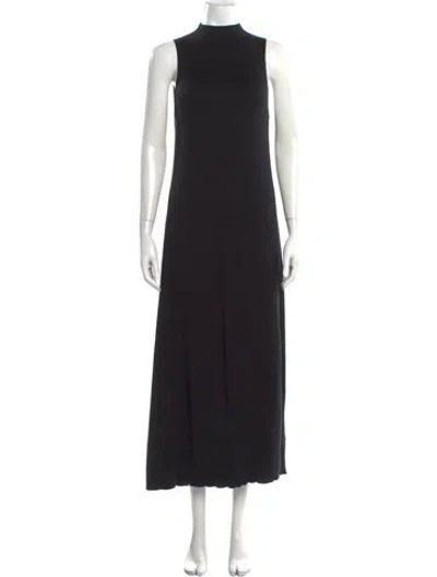 Pre-owned Tibi Mock Neck Long Dress In Black