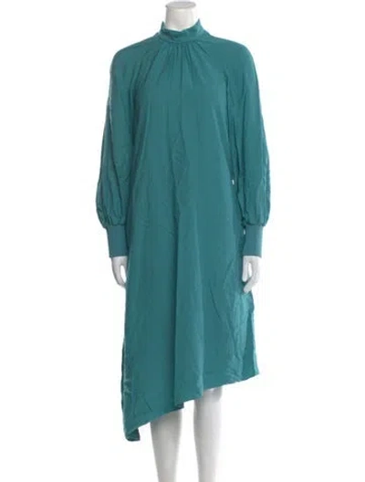 Pre-owned Tibi Mock Neck Long Dress In Blue