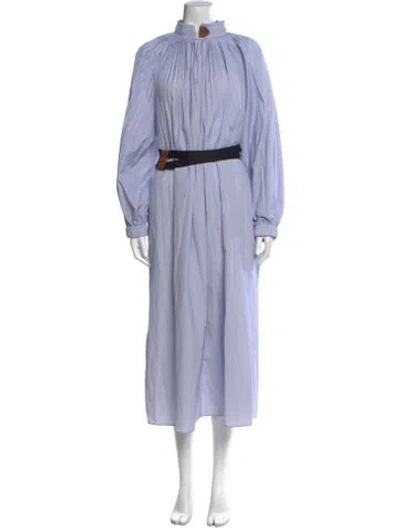 Pre-owned Tibi Mock Neck Long Dress In Blue