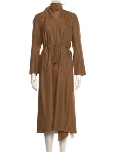 Pre-owned Tibi Mock Neck Long Dress In Brown
