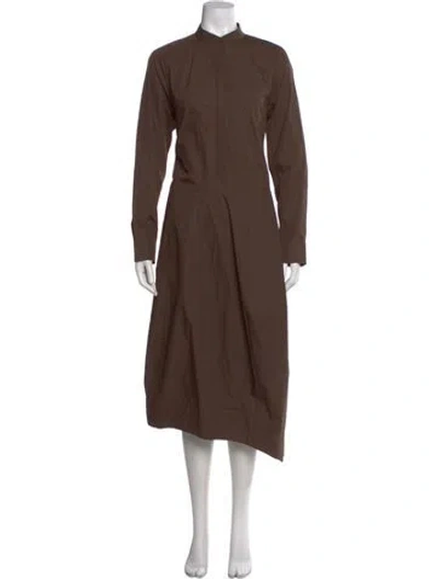 Pre-owned Tibi Mock Neck Long Dress In Brown