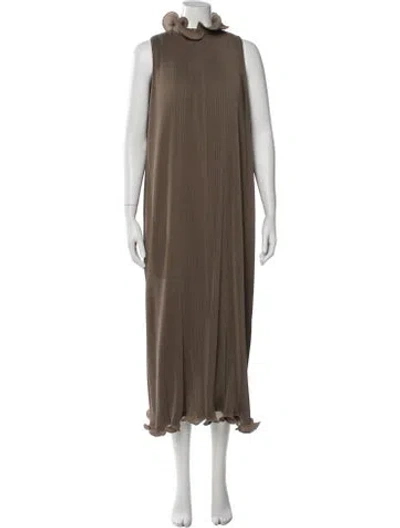 Pre-owned Tibi Mock Neck Long Dress In Brown