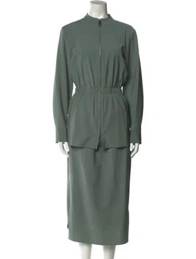 Pre-owned Tibi Mock Neck Long Dress In Green