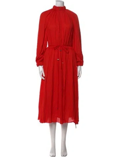 Pre-owned Tibi Mock Neck Long Dress In Red