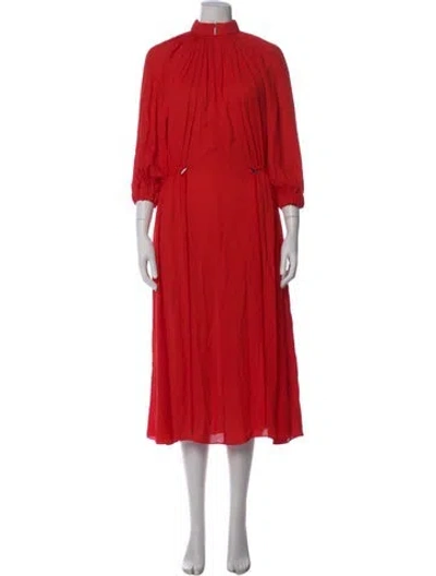 Pre-owned Tibi Mock Neck Long Dress In Red