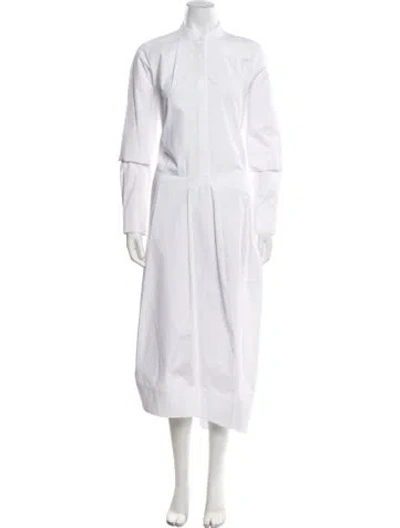 Pre-owned Tibi Mock Neck Long Dress In White