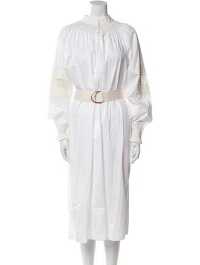 Pre-owned Tibi Mock Neck Long Dress In White