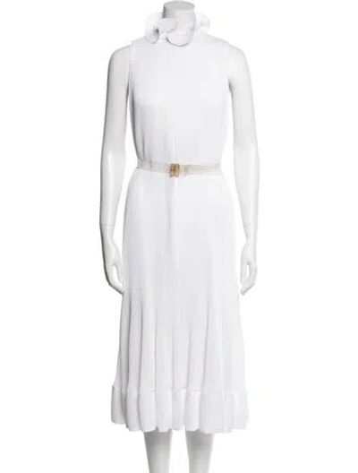 Pre-owned Tibi Mock Neck Long Dress In White