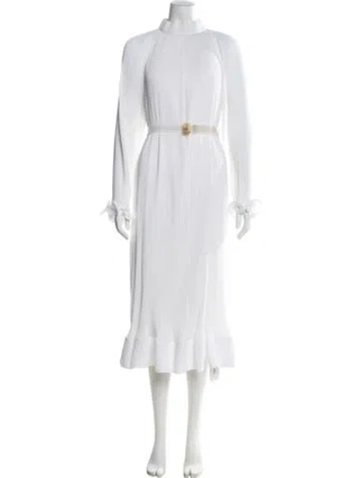 Pre-owned Tibi Mock Neck Long Dress In White