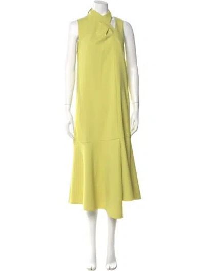 Pre-owned Tibi Mock Neck Long Dress In Yellow