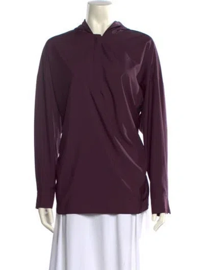 Pre-owned Tibi Mock Neck Long Sleeve Blouse In Purple