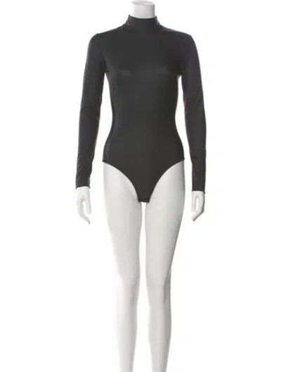 Pre-owned Tibi Mock Neck Long Sleeve Bodysuit In Black