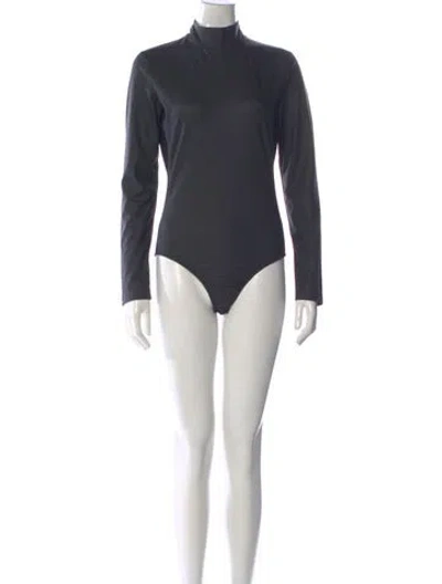 Pre-owned Tibi Mock Neck Long Sleeve Bodysuit In Gray