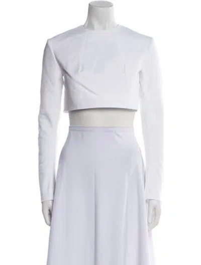 Pre-owned Tibi Mock Neck Long Sleeve Crop Top W/ Tags In White