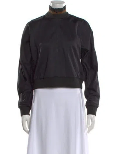 Pre-owned Tibi Mock Neck Long Sleeve Sweatshirt In Black