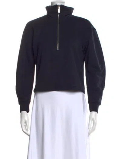 Pre-owned Tibi Mock Neck Long Sleeve Sweatshirt In Blue