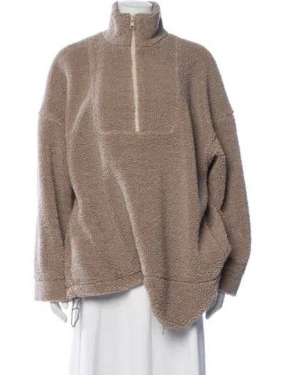 Pre-owned Tibi Mock Neck Long Sleeve Sweatshirt In Brown
