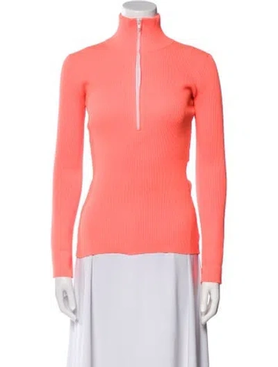 Pre-owned Tibi Mock Neck Long Sleeve Sweatshirt In Orange