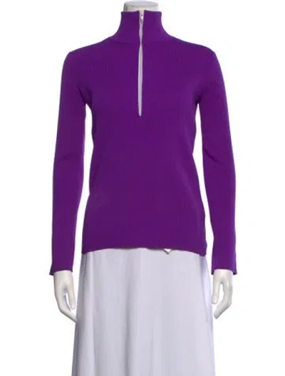 Pre-owned Tibi Mock Neck Long Sleeve Sweatshirt In Purple
