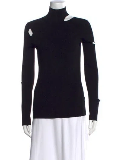 Pre-owned Tibi Mock Neck Long Sleeve Top In Black