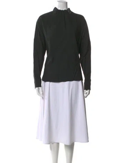 Pre-owned Tibi Mock Neck Long Sleeve Top In Blue