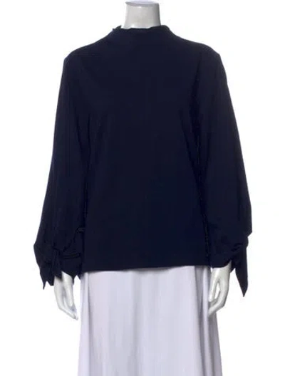 Pre-owned Tibi Mock Neck Long Sleeve Top In Blue