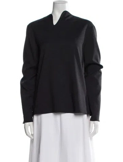 Pre-owned Tibi Mock Neck Long Sleeve Top In Gray