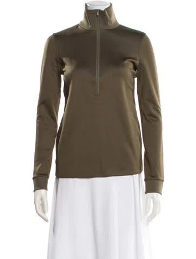 Pre-owned Tibi Mock Neck Long Sleeve Top In Green