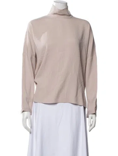 Pre-owned Tibi Mock Neck Long Sleeve Top In Neutral