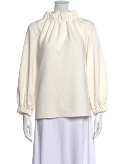 Pre-owned Tibi Mock Neck Long Sleeve Top In Neutral