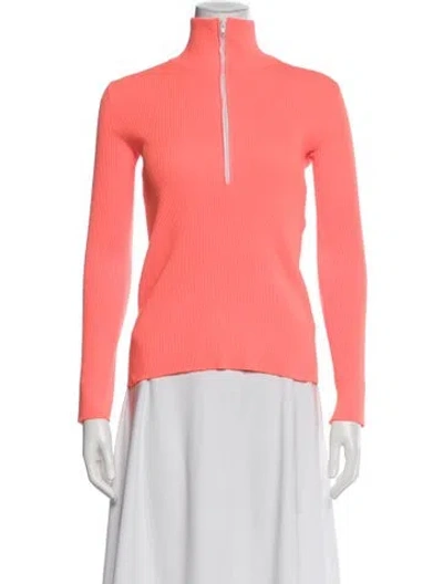 Pre-owned Tibi Mock Neck Long Sleeve Top In Orange
