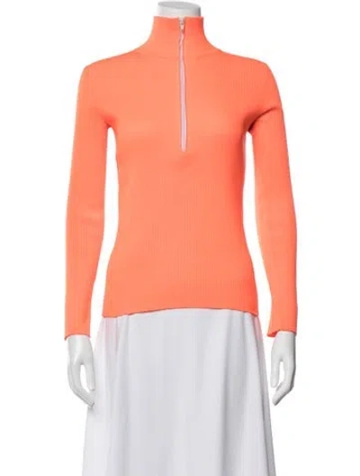 Pre-owned Tibi Mock Neck Long Sleeve Top In Orange