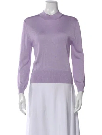 Pre-owned Tibi Mock Neck Long Sleeve Top In Purple
