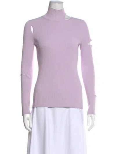 Pre-owned Tibi Mock Neck Long Sleeve Top In Purple