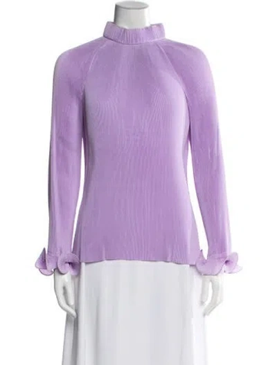 Pre-owned Tibi Mock Neck Long Sleeve Top In Purple