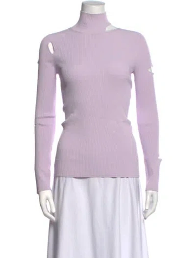 Pre-owned Tibi Mock Neck Long Sleeve Top In Purple