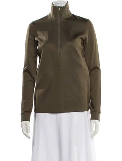 Pre-owned Tibi Mock Neck Long Sleeve Top W/ Tags In Green